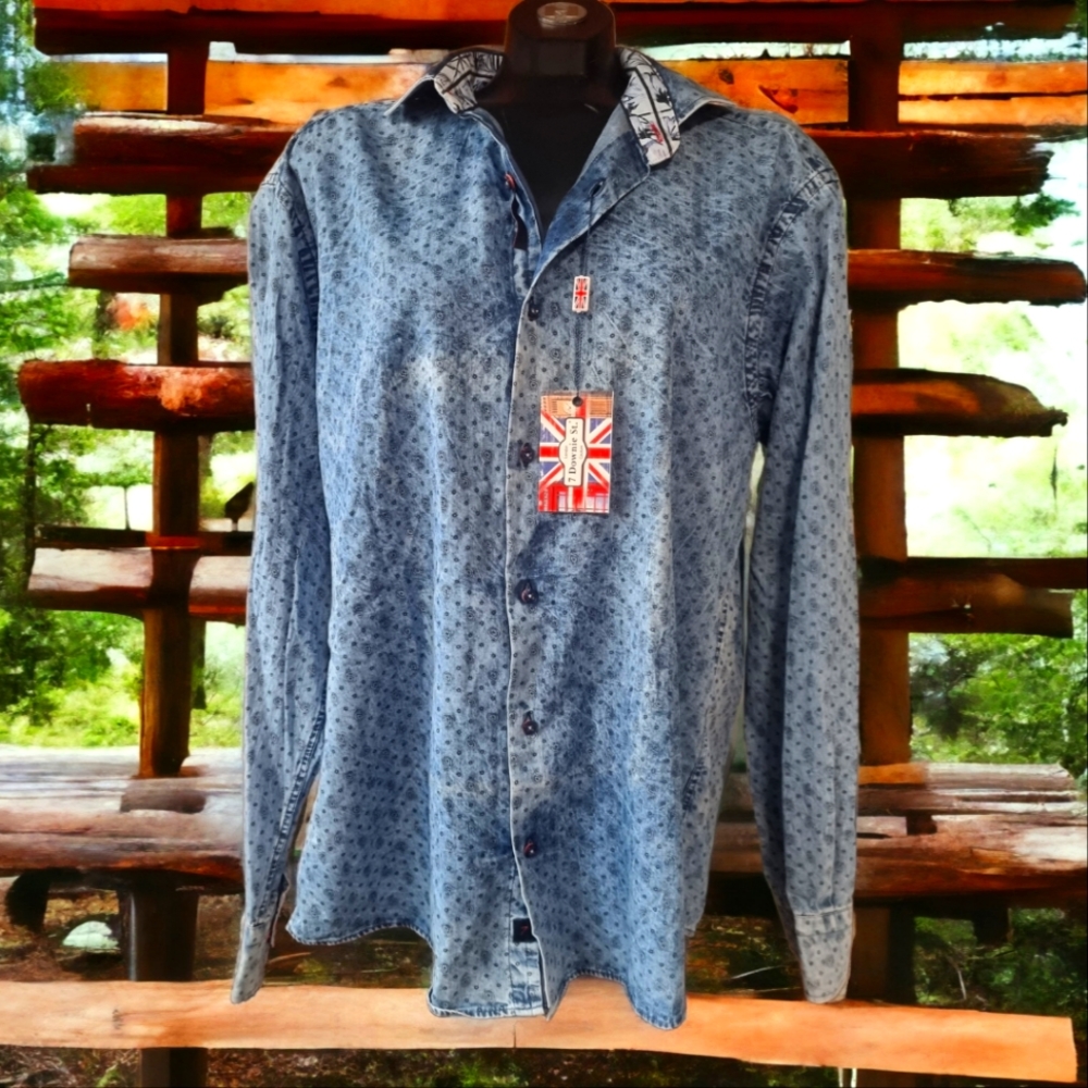 7 Downie St. Paisley Denim Shirt NWT